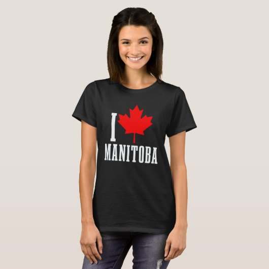 Manitoba Canada Maple Leaf Canadian Flag Pride T-Shirt (Vorne ganz)
