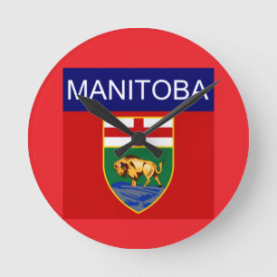 Manitoba-Flagge Runde Wanduhr