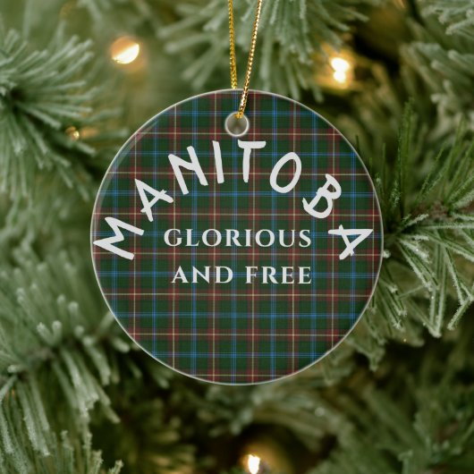Manitoba Motto und Tartan Keramik Ornament (Baum)