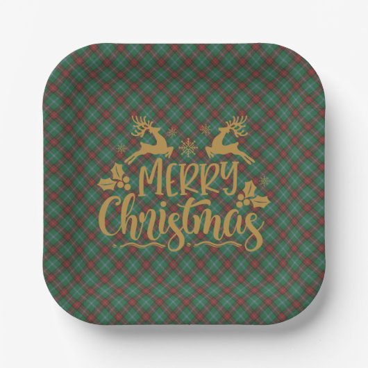 Manitoba Provincial Tartan Christmas Pappteller (Vorderseite)