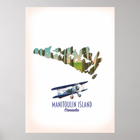 Manitoulin Island Kanada Karte Poster (Vorne)