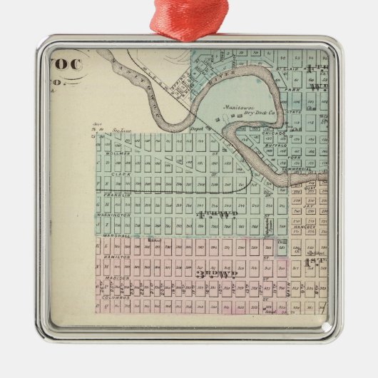 Manitowoc, Sheboygan und Hilbert, Wis Ornament Aus Metall (Vorne)