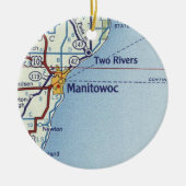Manitowoc Vintag Map Keramik Ornament (Vorne)