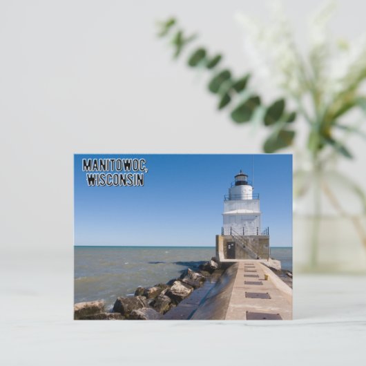 Manitowoc Wisconsin Postcard Leuchtturm Postkarte (Stehend Vorderseite)
