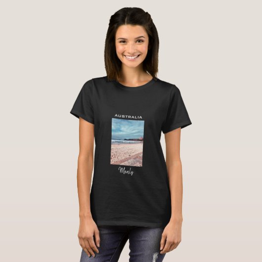 Manly Beach Retro Australien Reise T-Shirt (Vorne ganz)