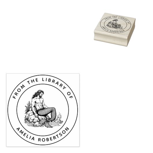 Manly Merman Skulpted Abs and Chain on Rocks Book Gummistempel (Stempel)