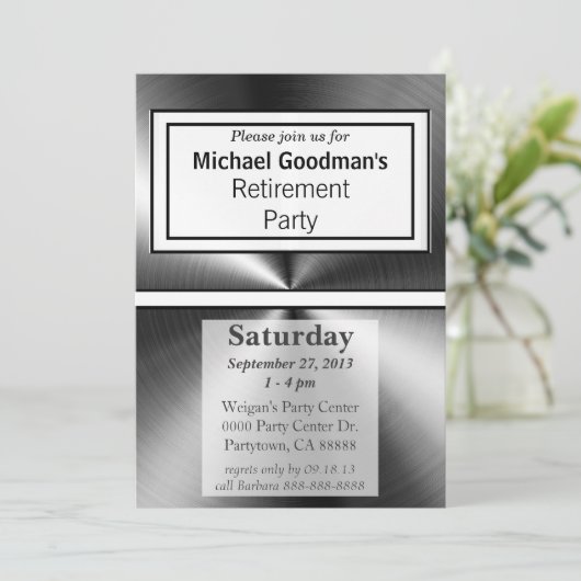 Manly Shiny Metal Einladung (Stehend Vorderseite)