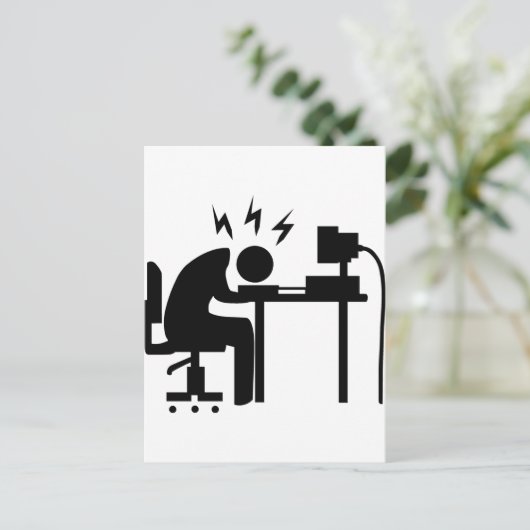 Mann am Arbeitsplatz Postkarte (Stehend Vorderseite)