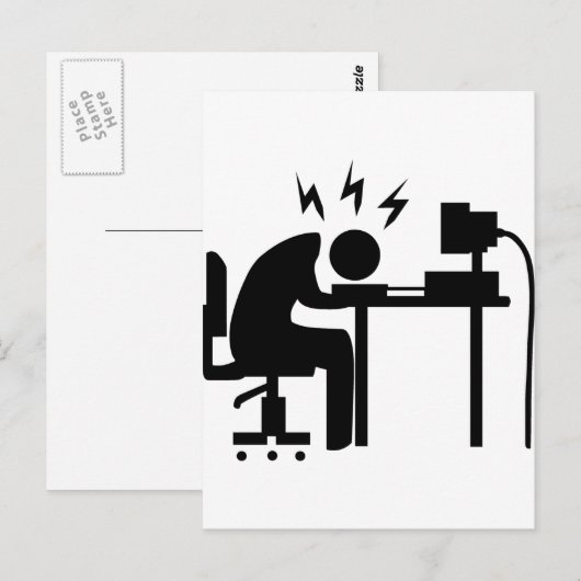 Mann am Arbeitsplatz Postkarte (Vorne/Hinten)