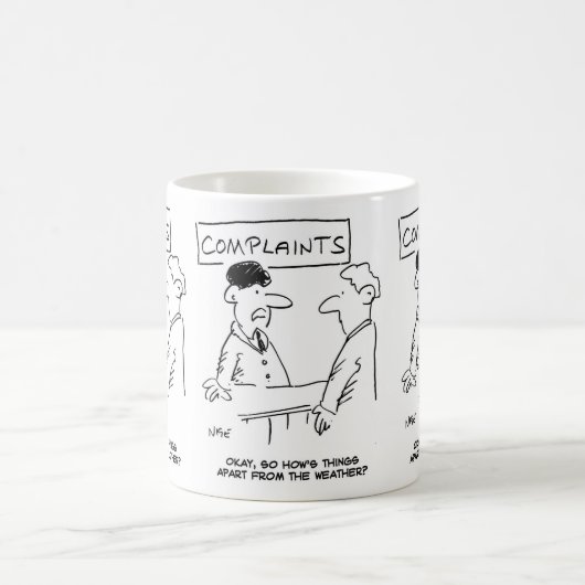 Mann am Beschwerdetisch Kaffeetasse (Mittel)