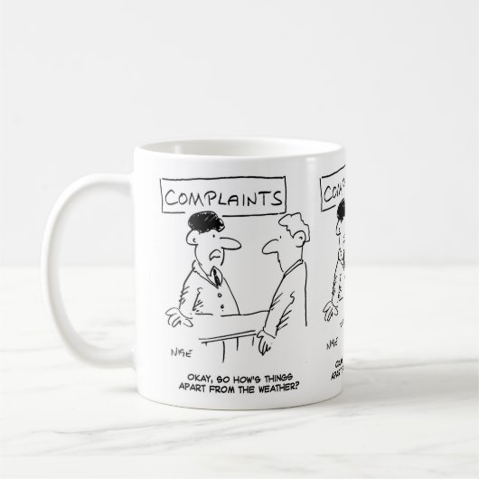 Mann am Beschwerdetisch Kaffeetasse (Links)