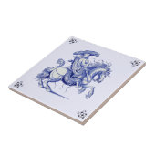 Mann am Horseback Figural Blue Dutch Tile Repro Fliese (Seite)