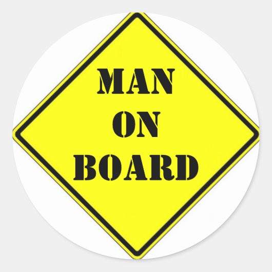 Mann an Bord Runder Aufkleber (Vorderseite)