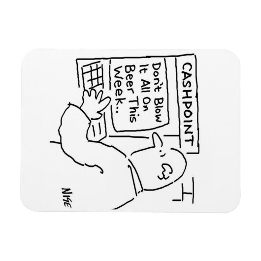 Mann an der Geldmaschine Magnet (Horizontal)