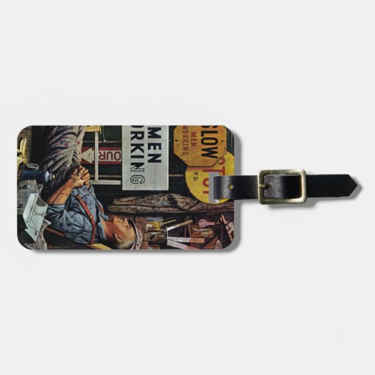 Mann-Arbeiten Gepäckanhänger (Vorderseite horizontal)