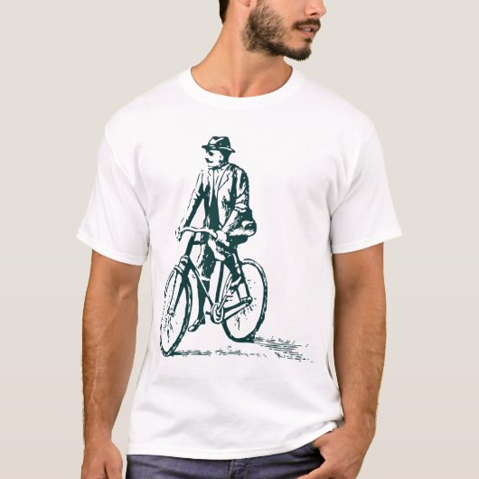 Mann auf dem Fahrrad - Dunkelgrün T-Shirt (Vorderseite)