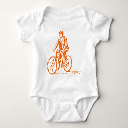 Mann auf dem Fahrrad - Orange Baby Strampler (Vorderseite)