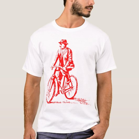 Mann auf dem Fahrrad - Rot T-Shirt (Vorderseite)