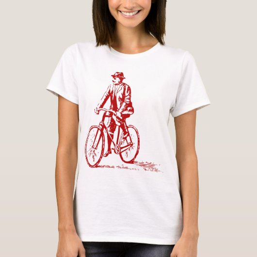 Mann auf dem Fahrrad - Ruby Red T-Shirt (Vorderseite)