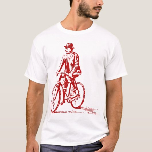 Mann auf dem Fahrrad - Ruby Red T-Shirt (Vorderseite)