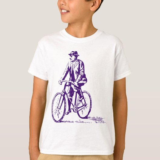 Mann auf dem Fahrrad - Tief Lila T-Shirt (Vorderseite)