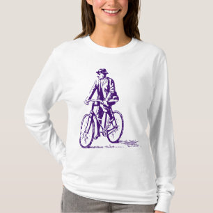 Mann auf dem Fahrrad - Tief Lila T-Shirt