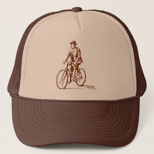 Mann auf dem Fahrrad - Walnut Truckerkappe (Vorderseite)