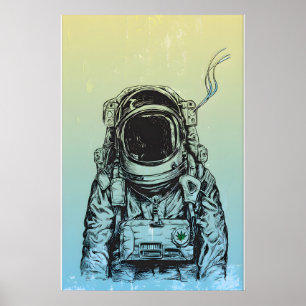 Mann auf dem Mond Inspiriertes Originaldruckdesign Poster