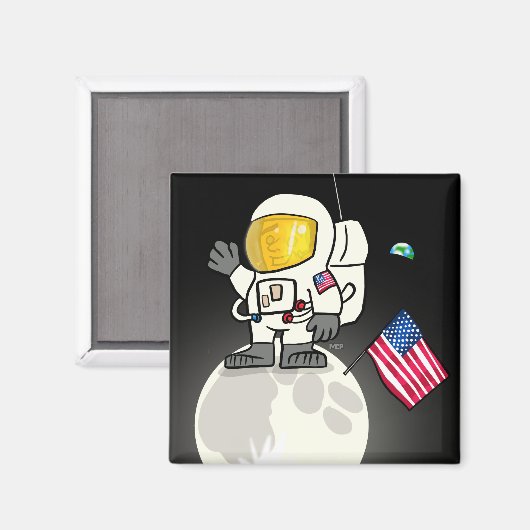 Mann auf dem Mond Magnet (Vorderseite/Rückseite)