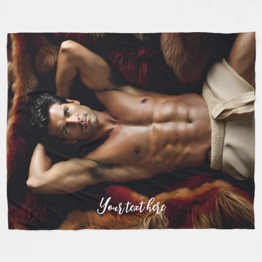 Mann auf der Bärenruge Fleecedecke (Vorderseite (Horizontal))