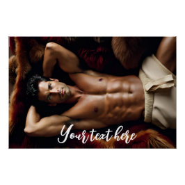 Mann auf der Bärenruge Poster