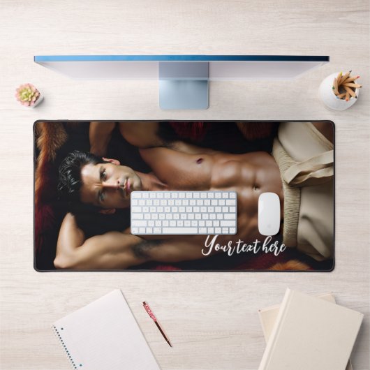 Mann auf der Bärenruge Schreibtischunterlage (Büro 1)