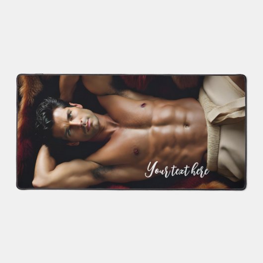 Mann auf der Bärenruge Schreibtischunterlage (Vorderseite)