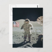 Mann auf der Mondpostkarte Postkarte (Vorne/Hinten)