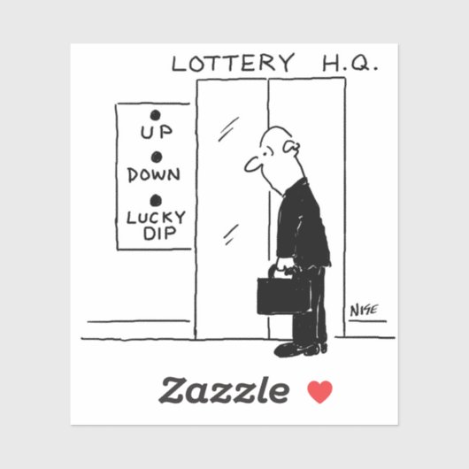 Mann auf einem Aufzug. Funny Lift Tasten. Aufkleber (Blatt)