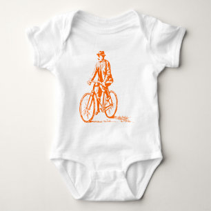 Mann auf einem Fahrrad - Orange Baby Strampler