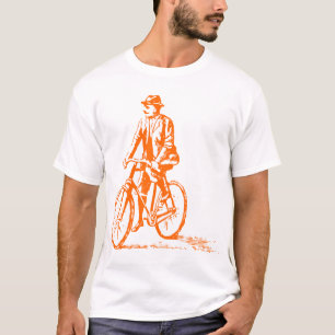 Mann auf einem Fahrrad - Orange T-Shirt