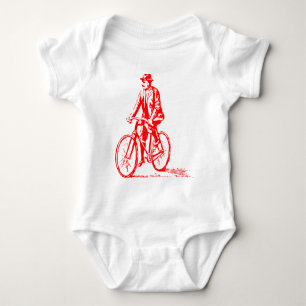 Mann auf einem Fahrrad - Rot Baby Strampler