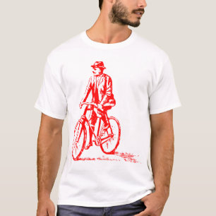 Mann auf einem Fahrrad - Rot T-Shirt