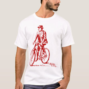 Mann auf einem Fahrrad - Rubinrot T-Shirt