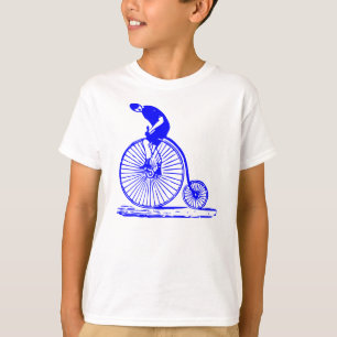 Mann auf einem Hochrad - Blau T-Shirt