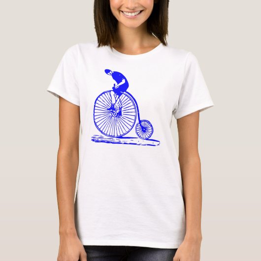 Mann auf einem Penny Farthing - Blau T-Shirt (Vorderseite)