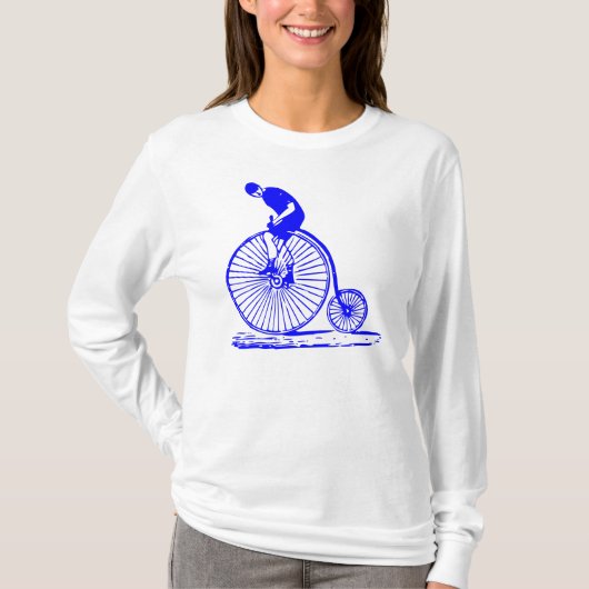 Mann auf einem Penny Farthing - Blau T-Shirt (Vorderseite)