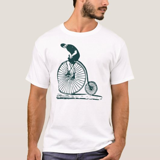 Mann auf einem Penny Farthing - Dunkelgrün T-Shirt (Vorderseite)