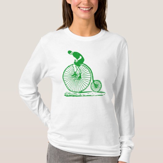 Mann auf einem Penny Farthing - Grass Green T-Shirt (Vorderseite)