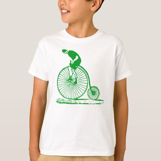 Mann auf einem Penny Farthing - Grass Green T-Shirt (Vorderseite)