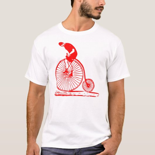 Mann auf einem Penny Farthing - Rot T-Shirt (Vorderseite)