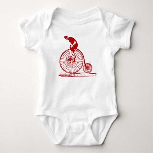 Mann auf einem Penny Farthing - Ruby Red Baby Strampler (Vorderseite)