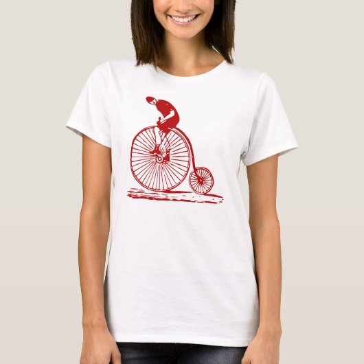 Mann auf einem Penny Farthing - Ruby Red T-Shirt (Vorderseite)