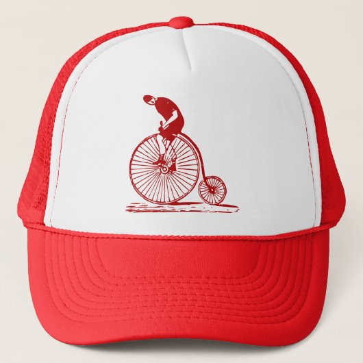 Mann auf einem Penny Farthing - Ruby Red Truckerkappe (Vorderseite)